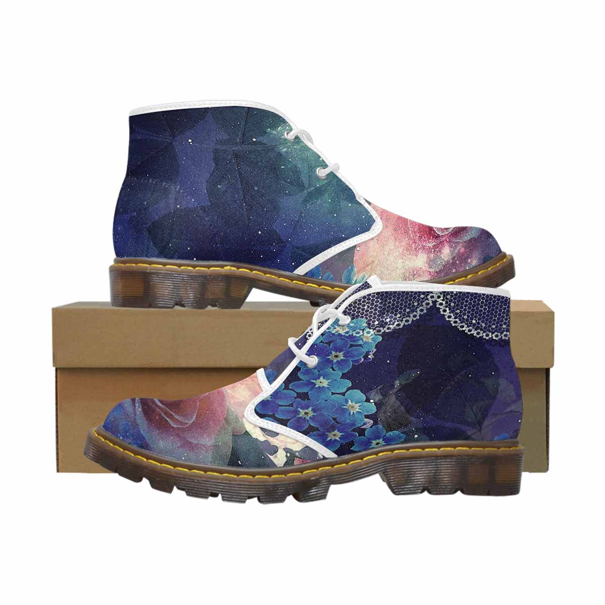 Lace Print, Cute comfy womens Chukka boots, design 02