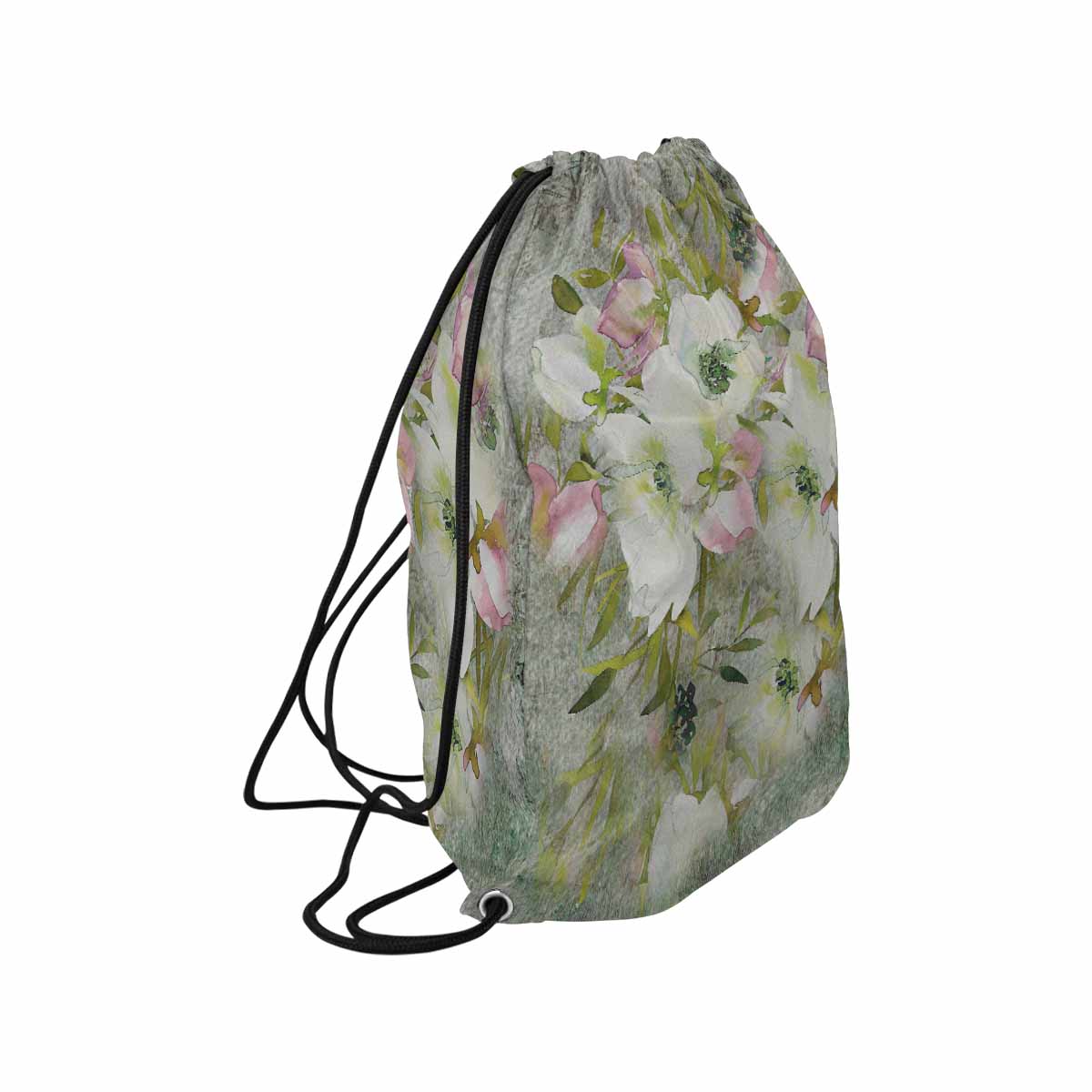 Vintage Floral print, DRAWSTRING BAG, LARGE, Design 03