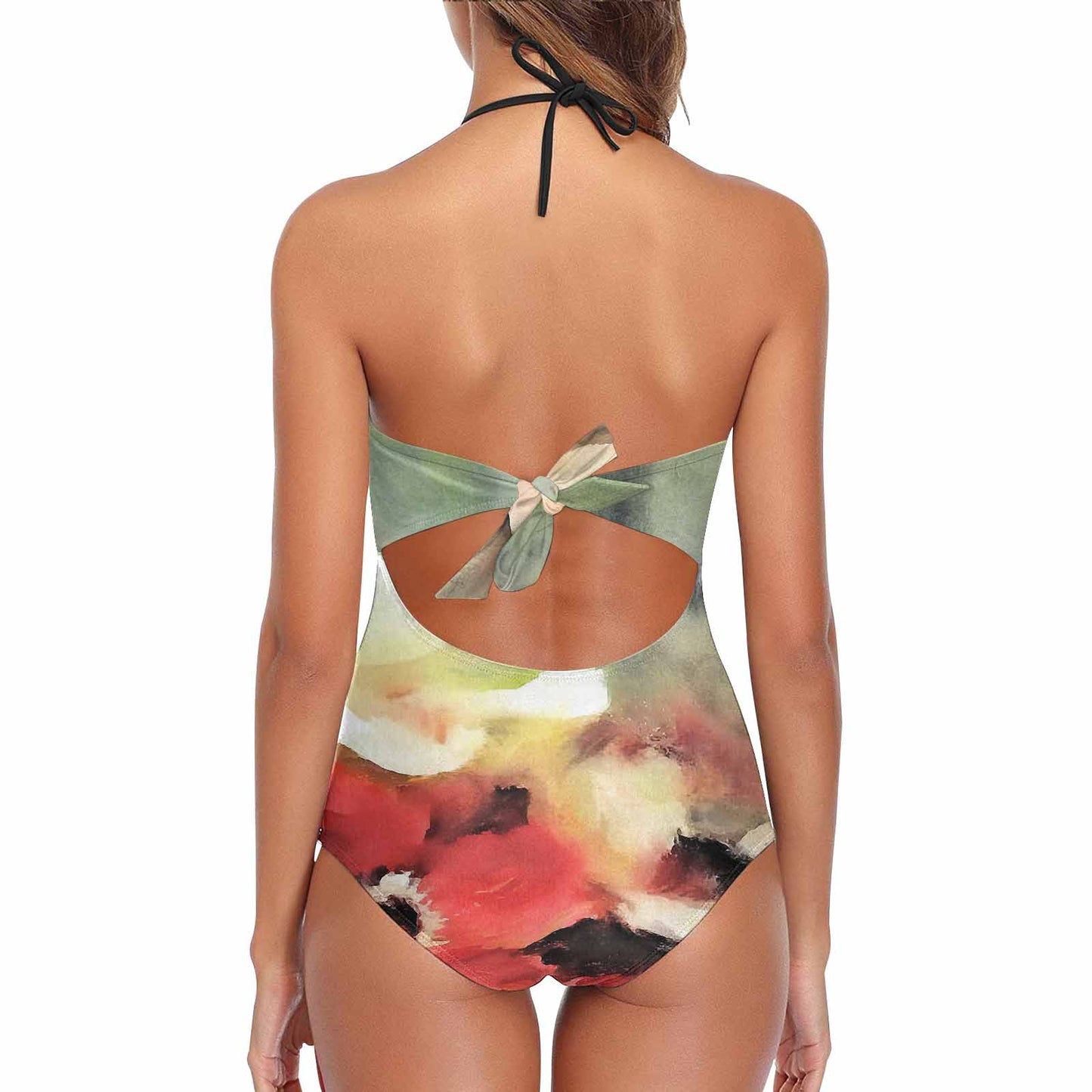 Vintage floral, vintage chest collar, one piece swim wear, Design 14