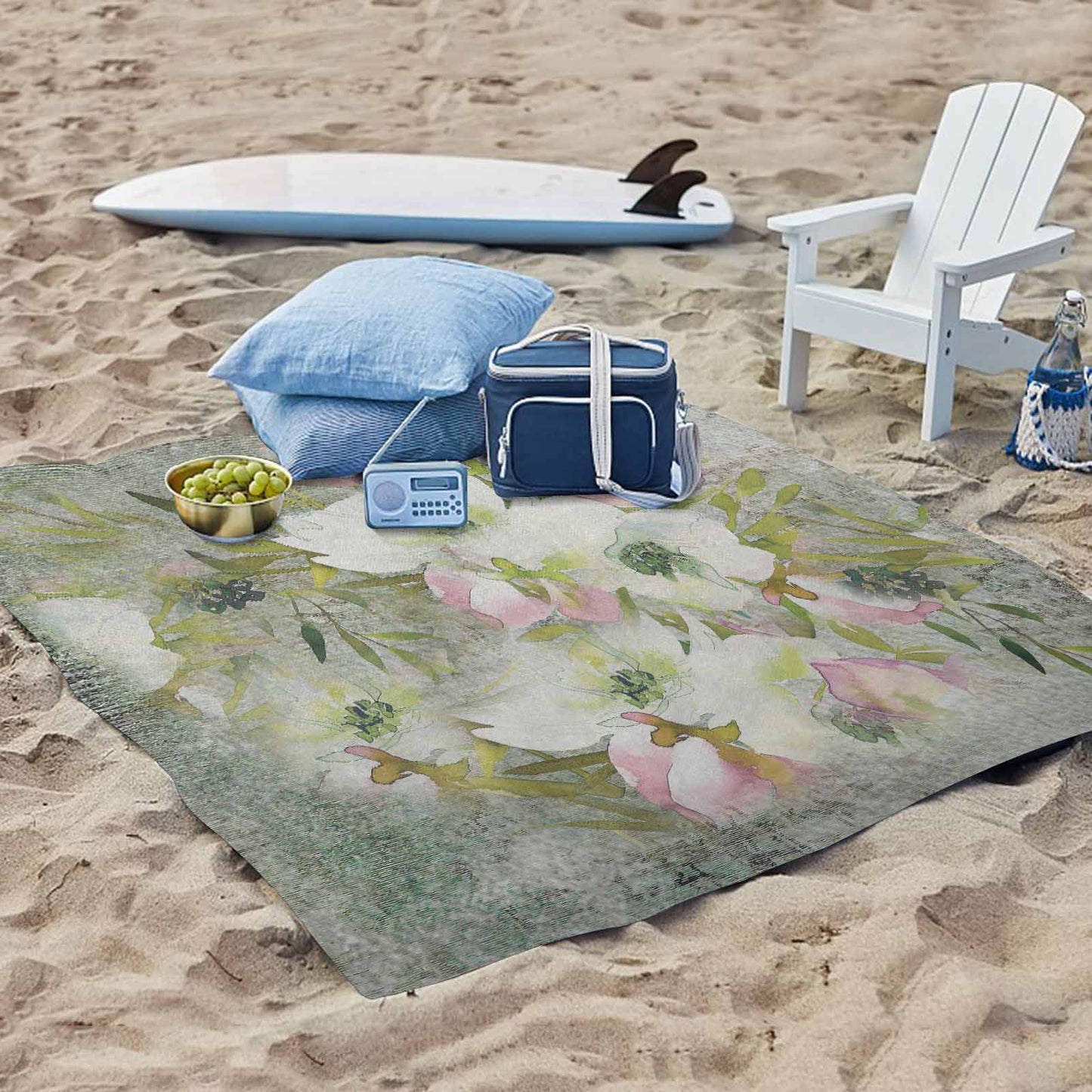 Vintage Floral waterproof picnic mat, 61 x 55in, Design 03