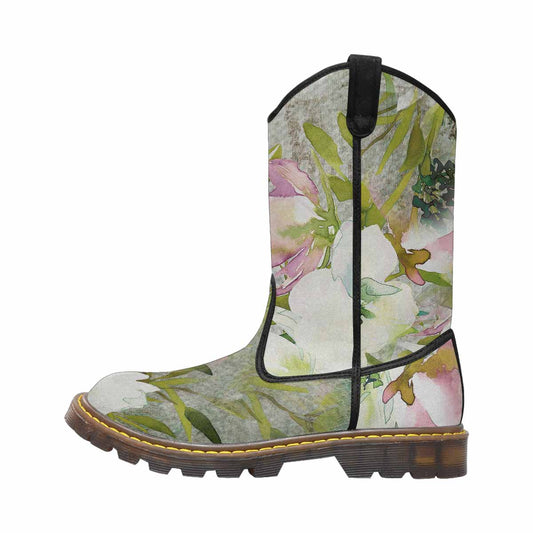 Vintage floral print, western lumber boots Design 03