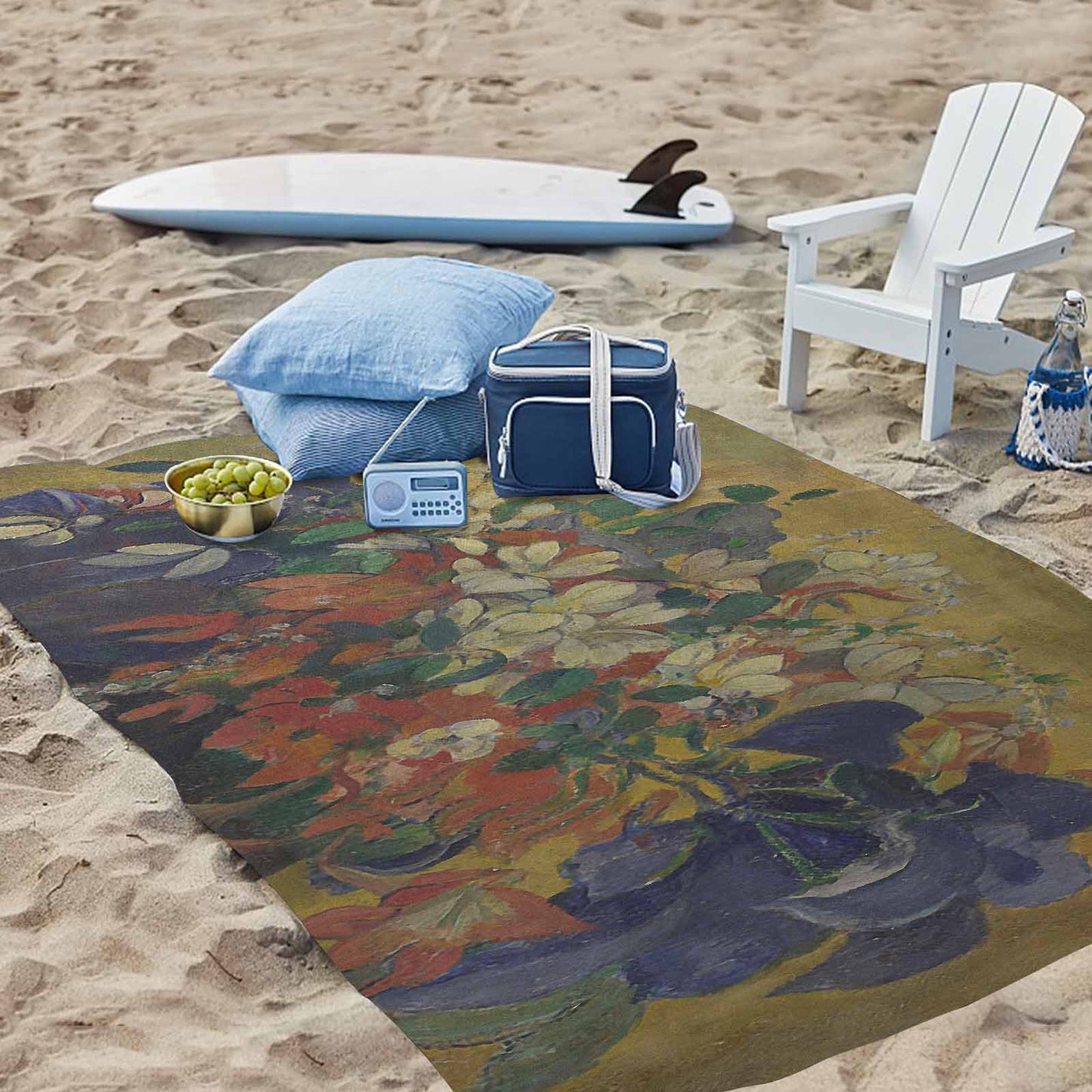 Vintage Floral waterproof picnic mat, 81 x 55in, Design 10