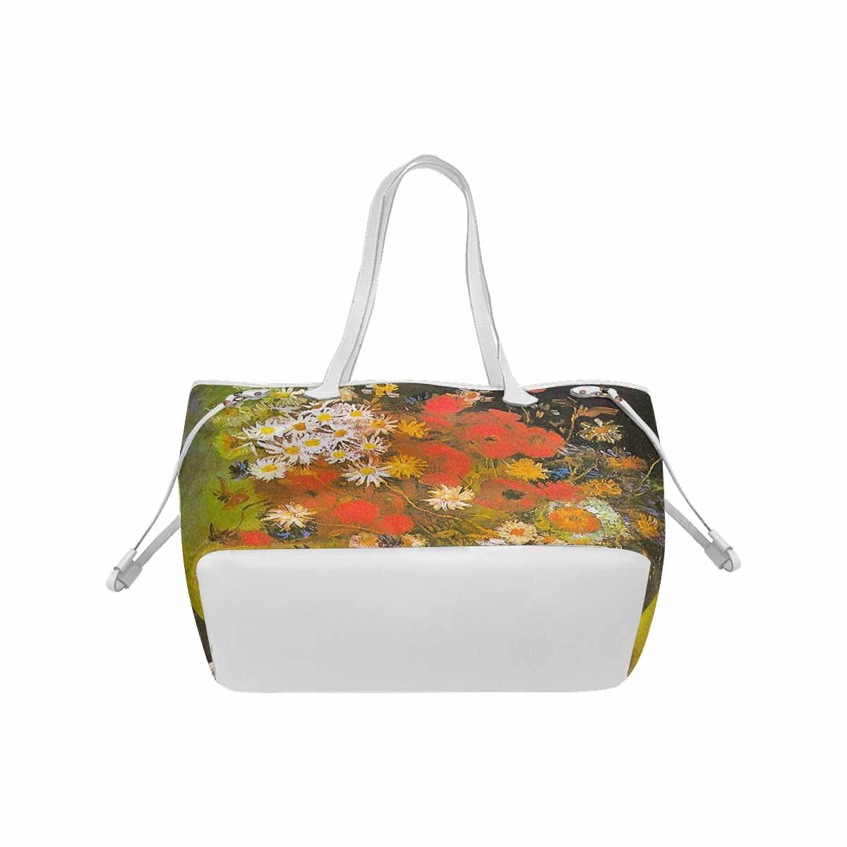 Vintage Floral Handbag, Classic Handbag, Mod 1695361 Design 60 WHITE TRIM