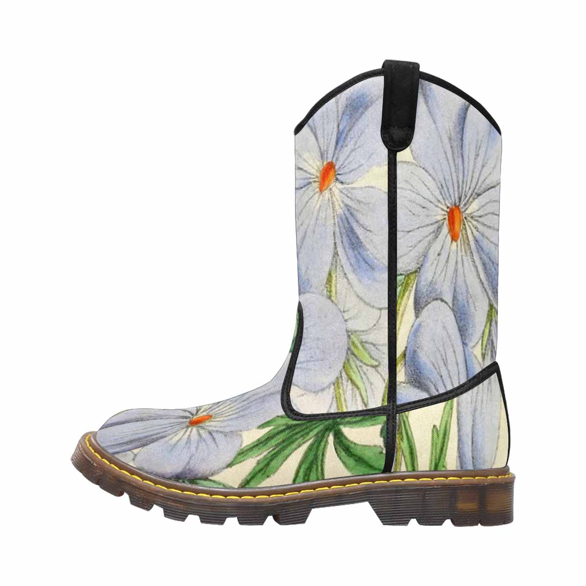 Vintage floral print, western lumber boots Design 13