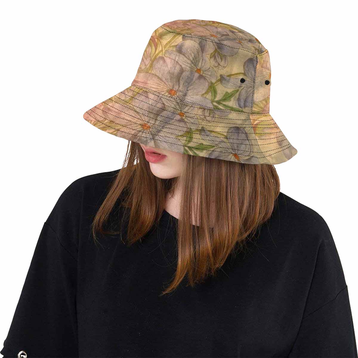 Vintage floral unisex bucket boonie Hat, outdoors hat, Design 13xx   Unisex Bucket Boonie Hat