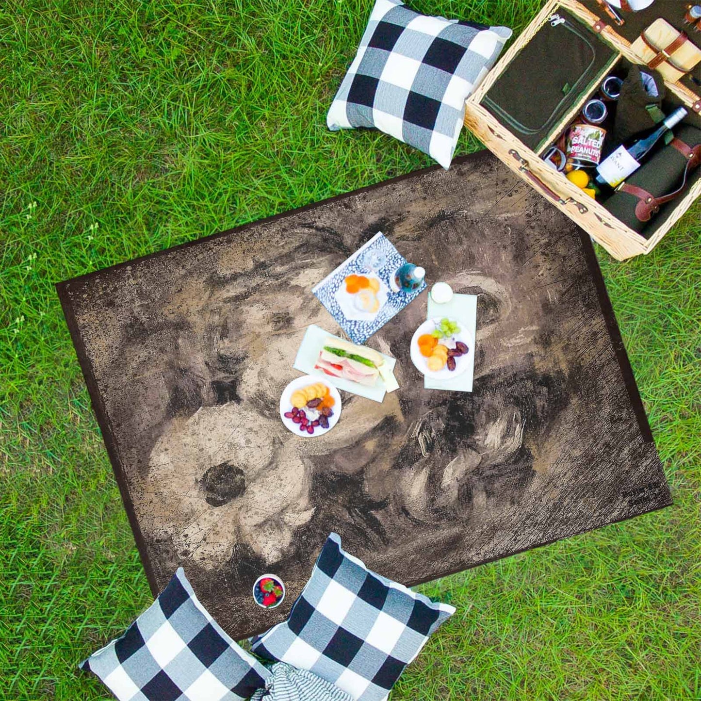 Vintage Floral waterproof picnic mat, 69 x 55in, Design 16