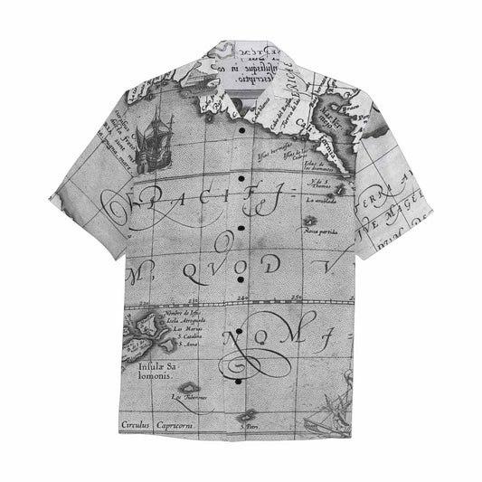 Antique Map design Hawaiian mens shirt, Design 44