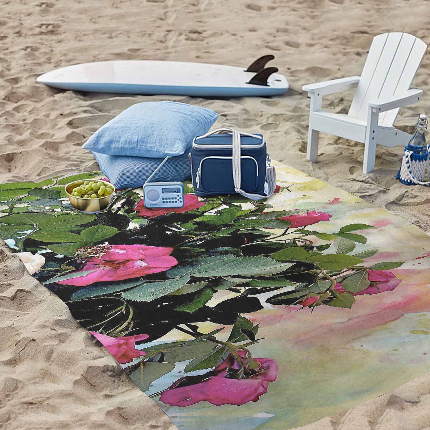 Vintage Floral waterproof picnic mat, 81 x 55in, Design 22