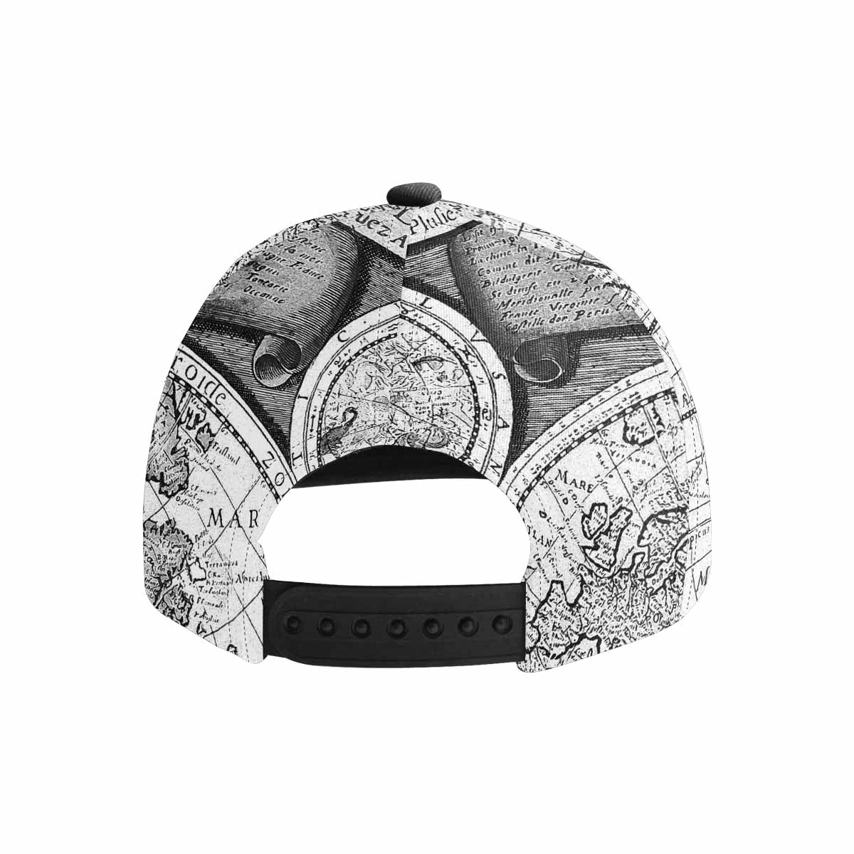 Antique Map design mens or womens deep snapback cap, trucker hat, Design 29