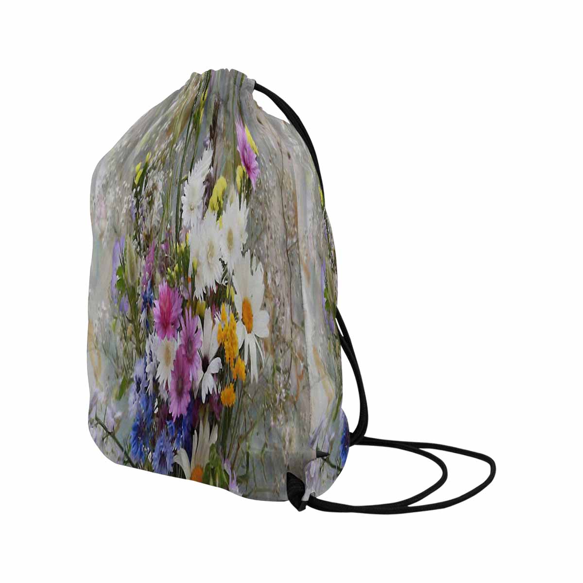 Vintage Floral print, DRAWSTRING BAG, LARGE, Design 02