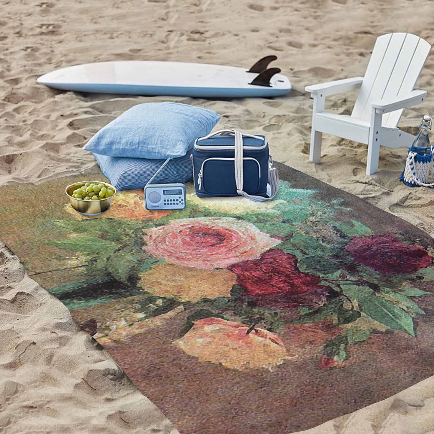 Vintage Floral waterproof picnic mat, 81 x 55in, Design 29