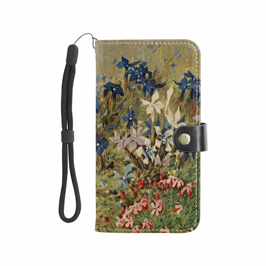 Vintage floral PU leather mobile phone purse, cell phone flip cover, Design 39