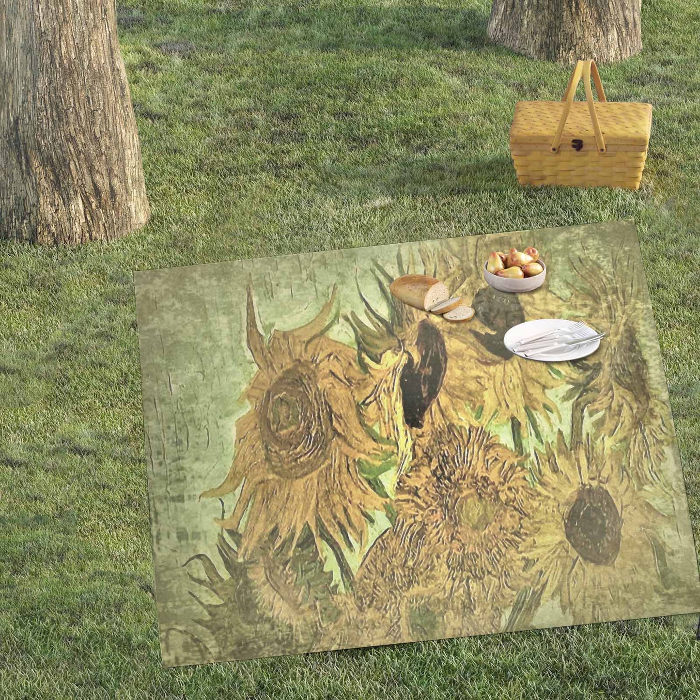 Vintage Floral waterproof picnic mat, 61 x 55in, Design 48x