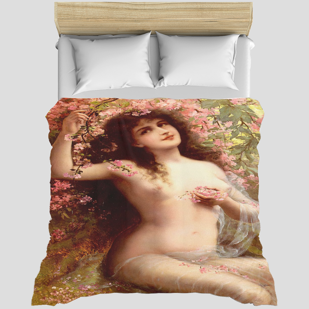 Victorian lady design Duvet cover, king, queen or twin size, Among The Blossoms