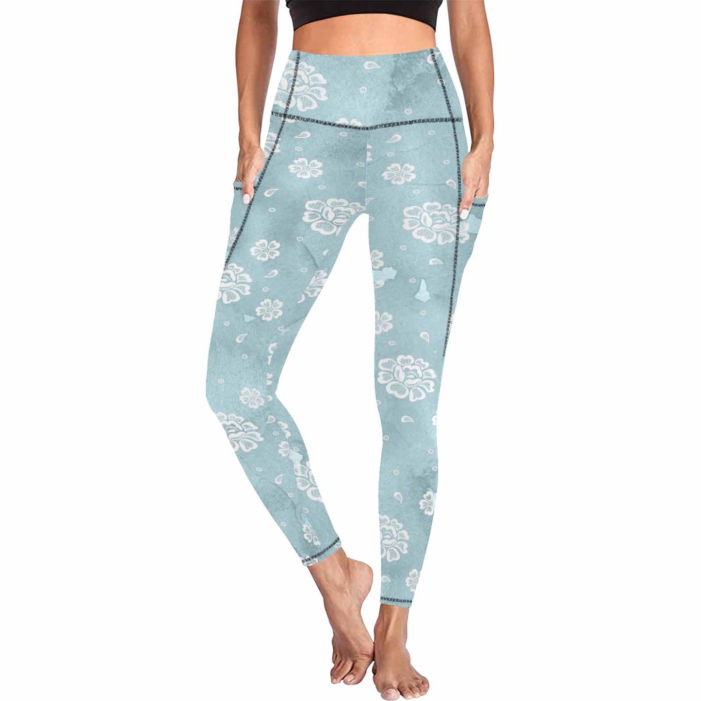 Floral 2, active wear leggings, outside surge, design 41