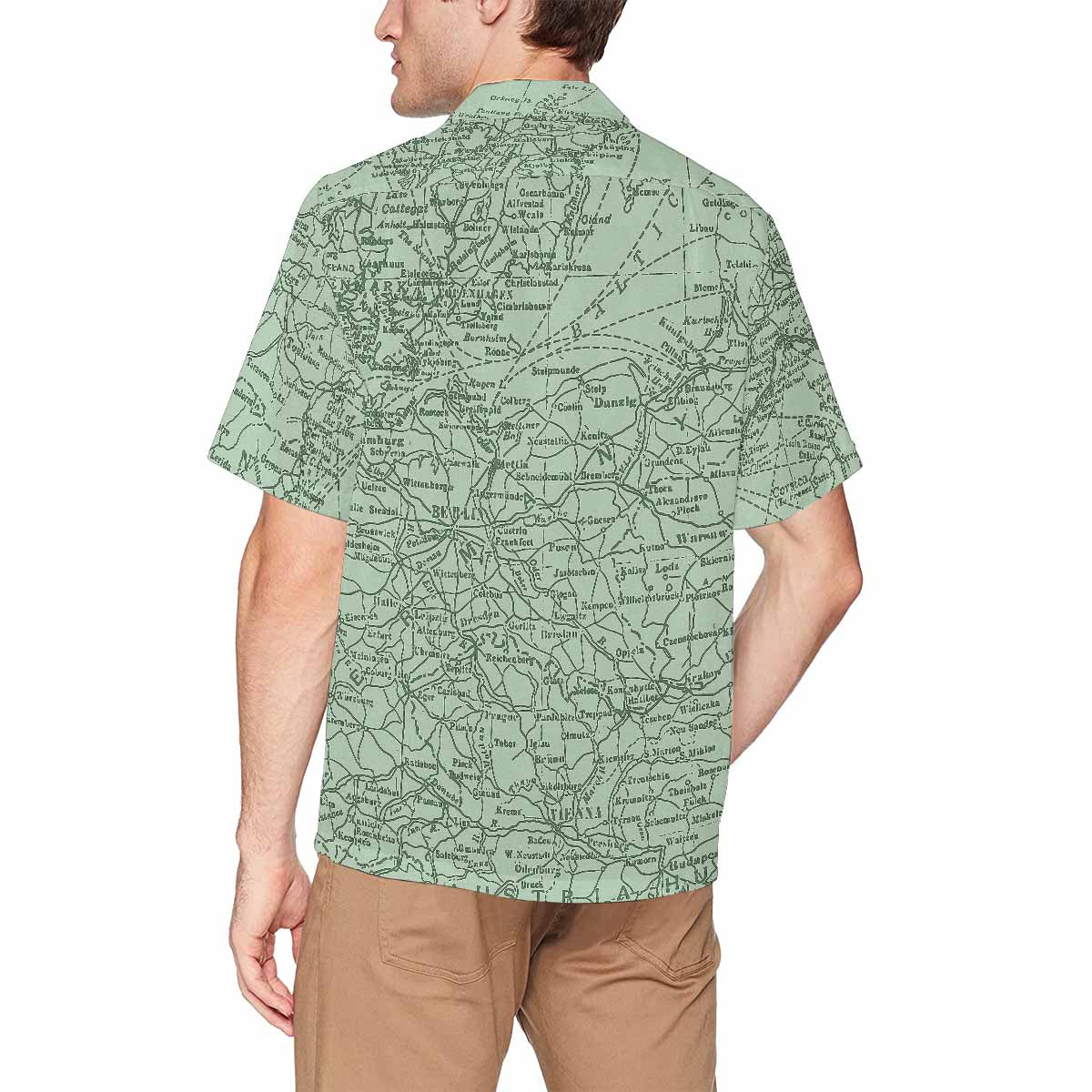 Antique Map design Hawaiian mens shirt, Design 52