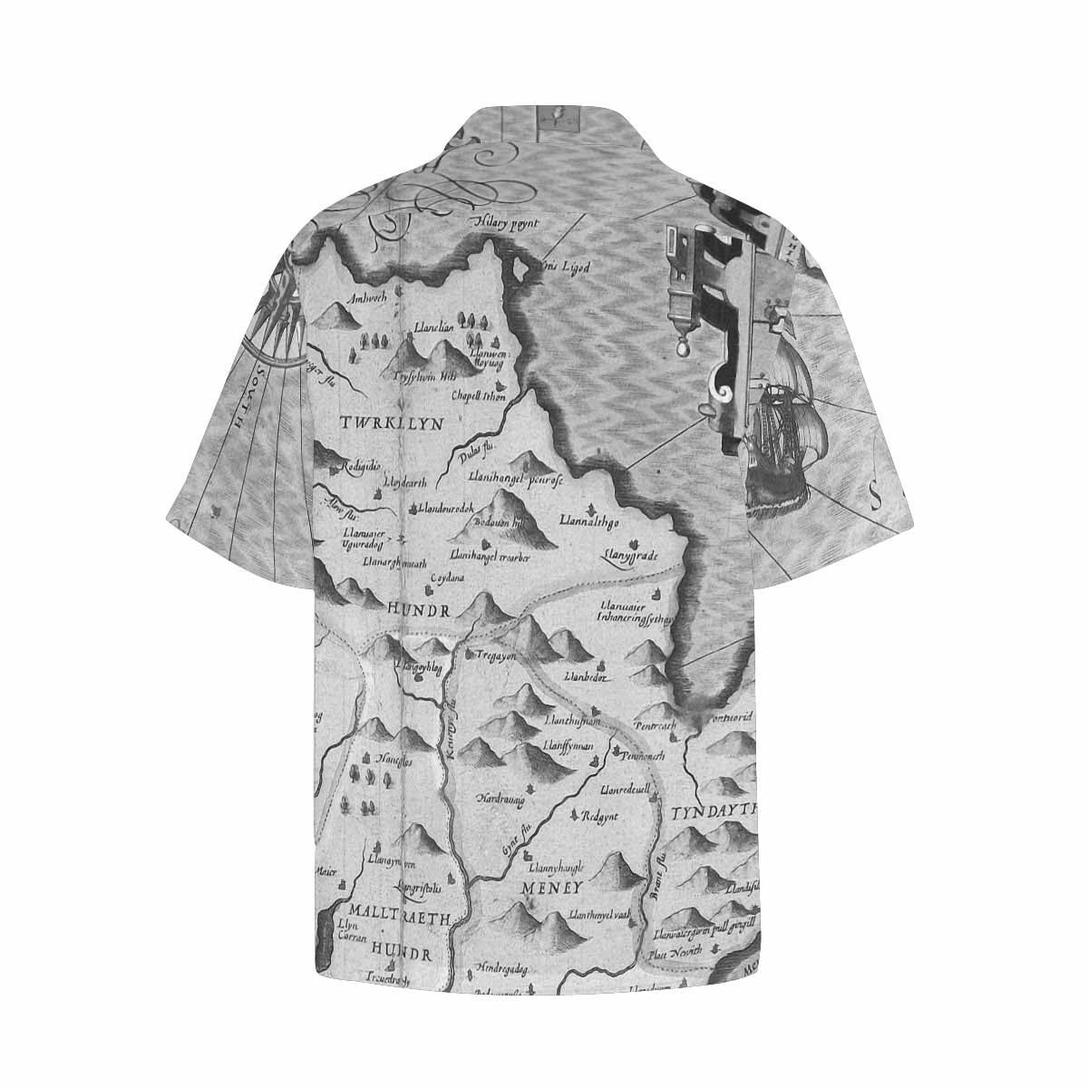 Antique Map design Hawaiian mens shirt, Design 11