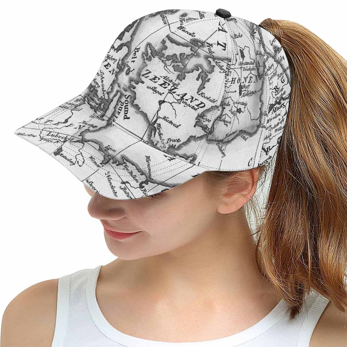 Antique Map design mens or womens deep snapback cap, trucker hat, Design 32