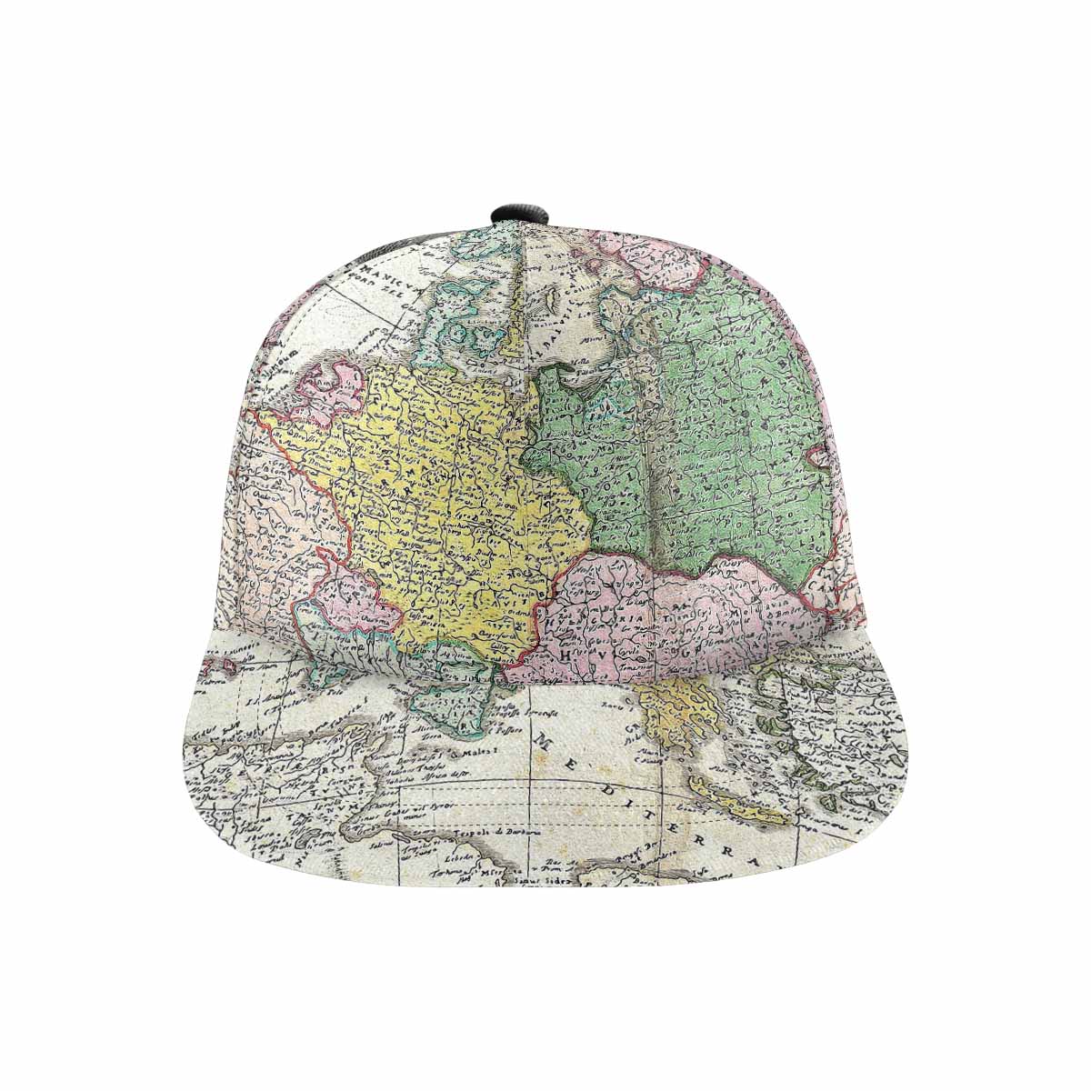 Antique Map design mens or womens deep snapback cap, trucker hat, Design 30