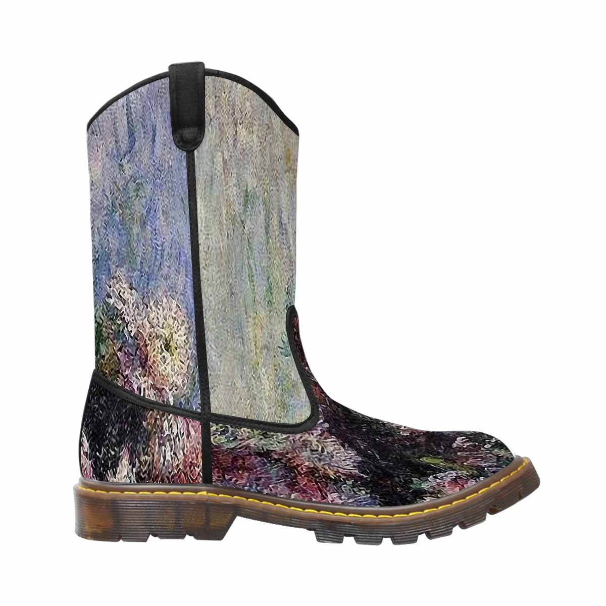 Vintage floral print, western lumber boots Design 44