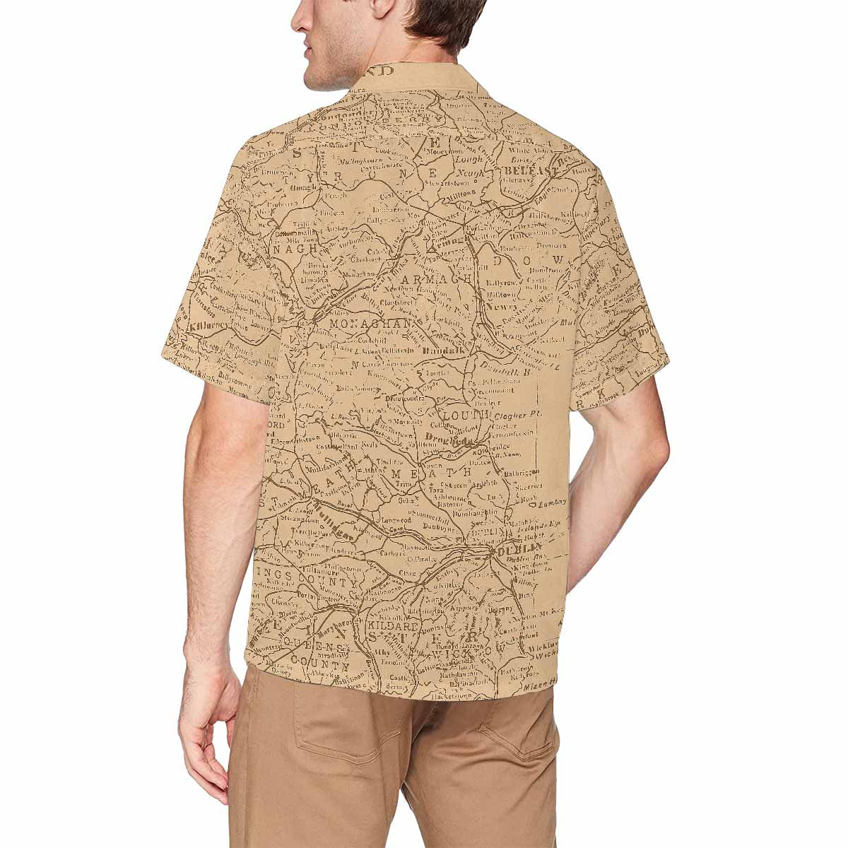 Antique Map design Hawaiian mens shirt, Design 51