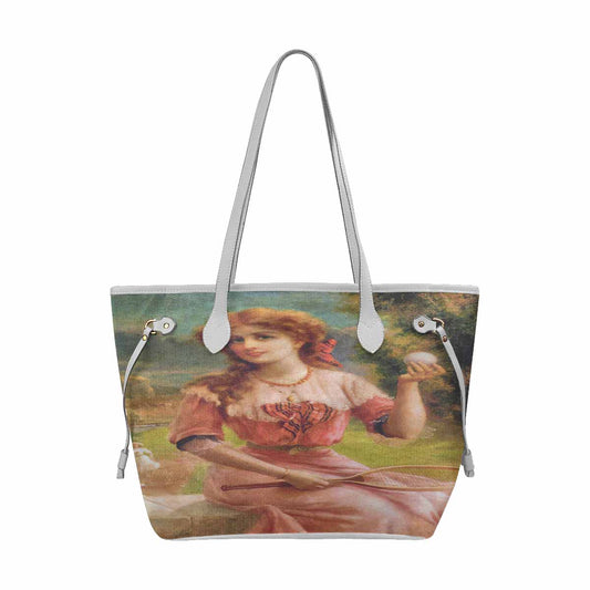 Victorian Lady Design Handbag, Model 1695361, Tennis Anyone, WHITE TRIM
