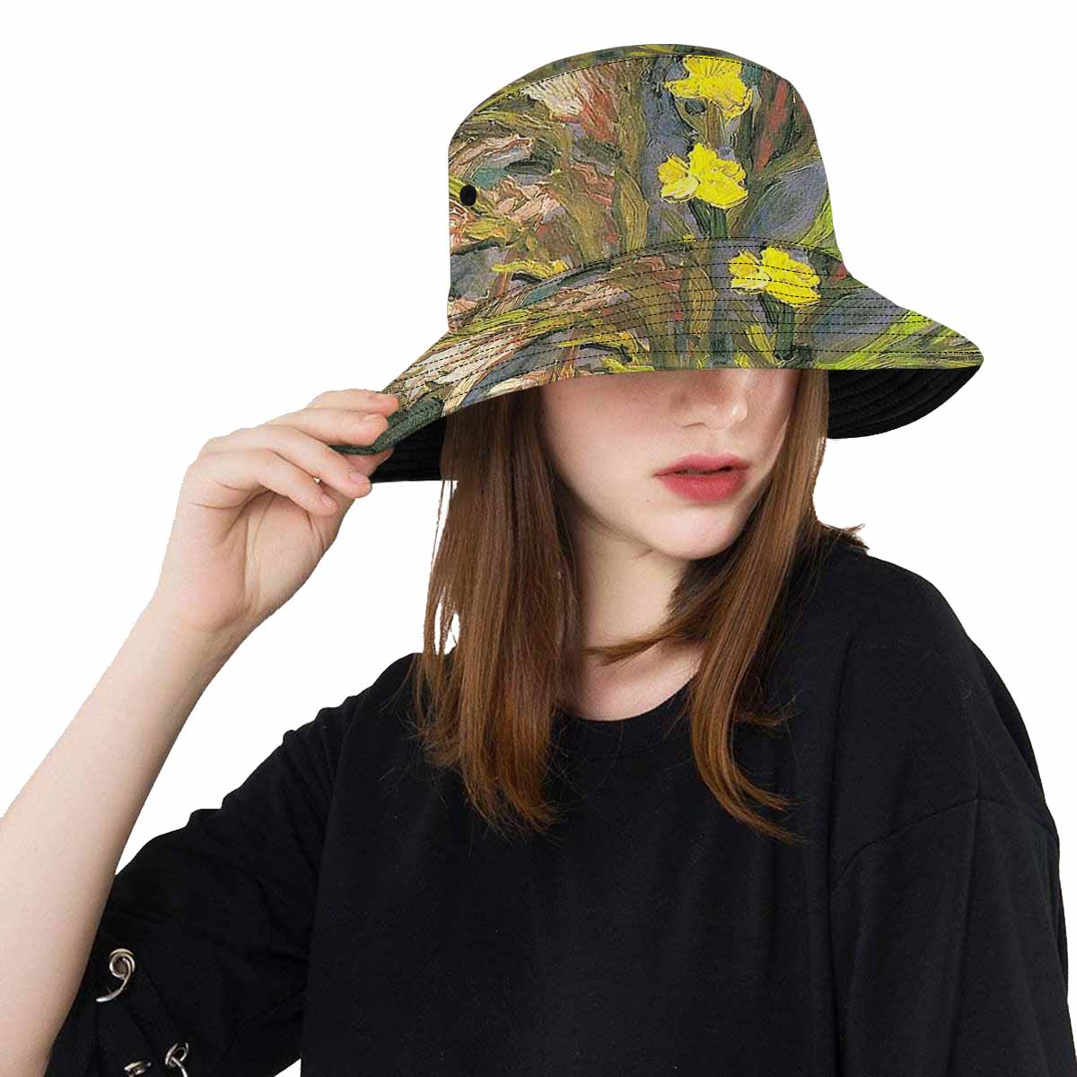 Vintage floral unisex bucket boonie Hat, outdoors hat, Design 59