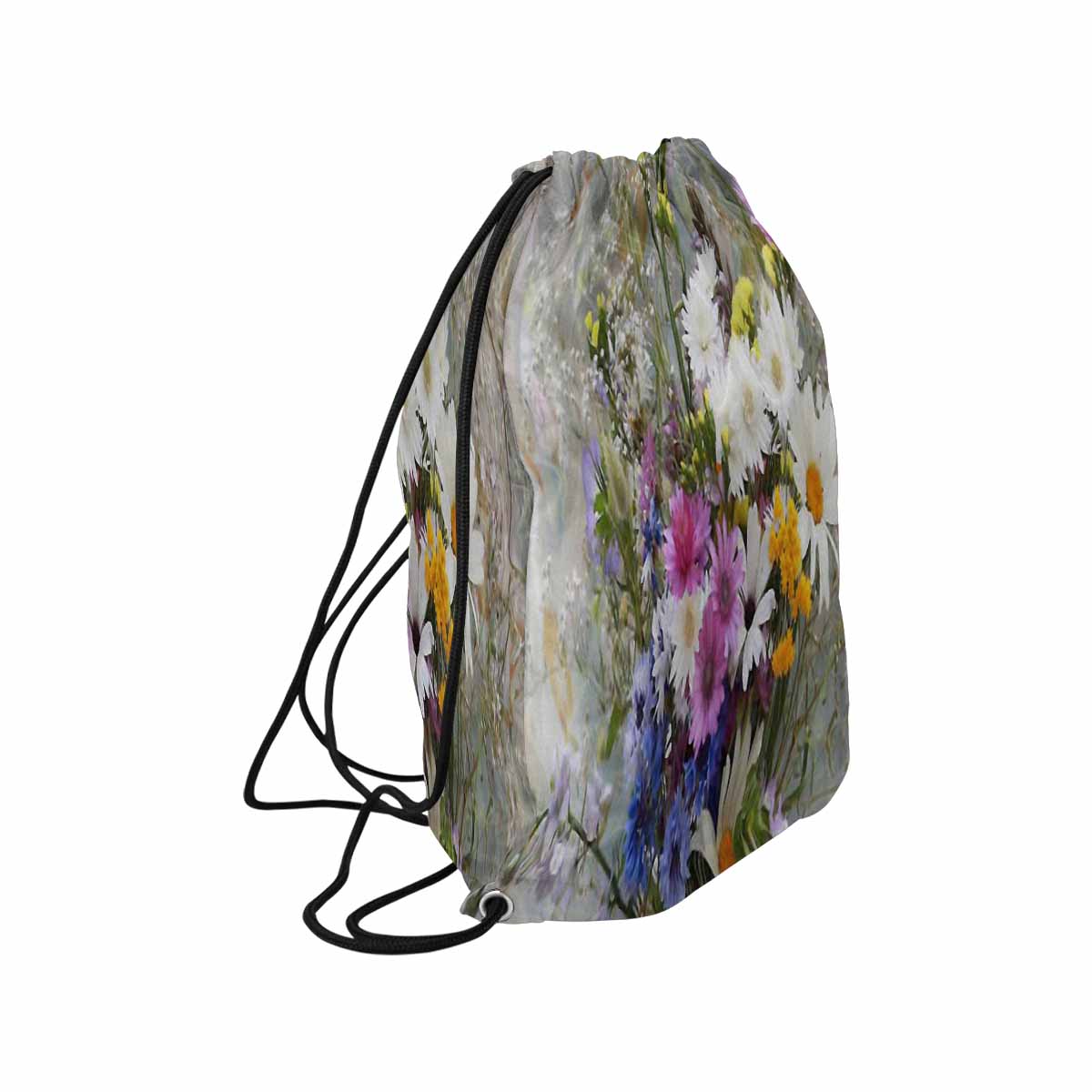 Vintage Floral print, DRAWSTRING BAG, LARGE, Design 02