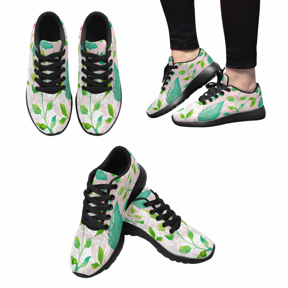 Victorian lace print, womens cute casual or running sneakers, design 21