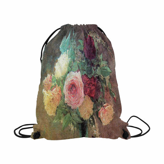 Vintage Floral print, DRAWSTRING BAG, LARGE, Design 29