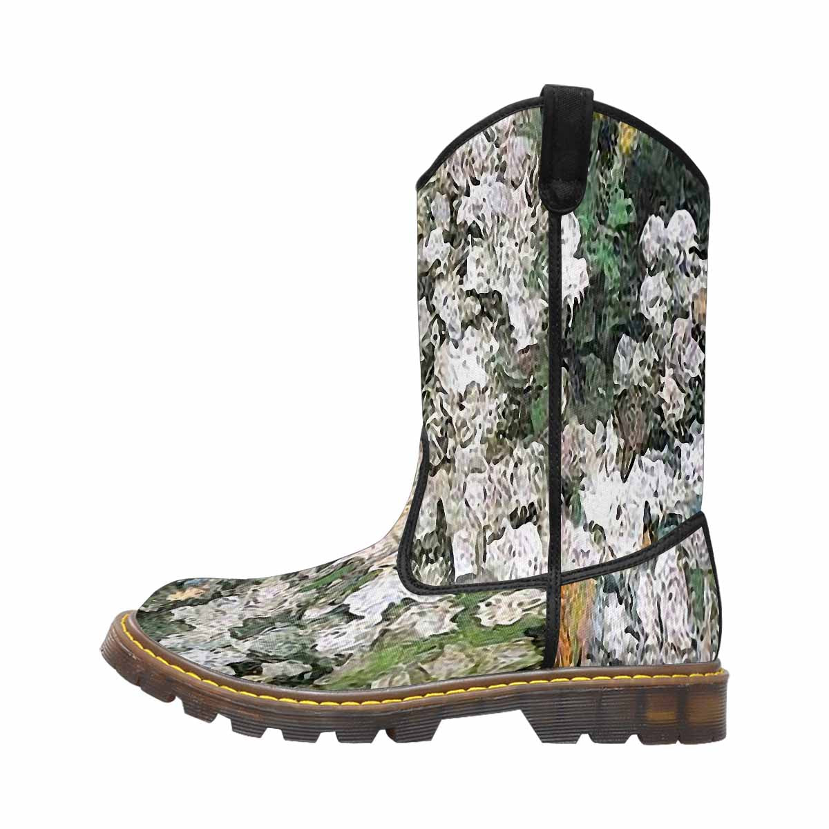 Vintage floral print, western lumber boots Design 07