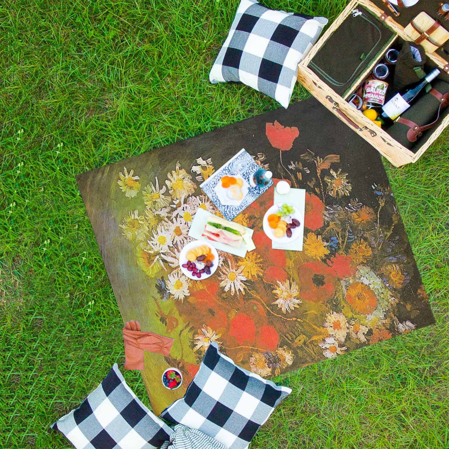 Vintage Floral waterproof picnic mat, 61 x 55in, Design 60