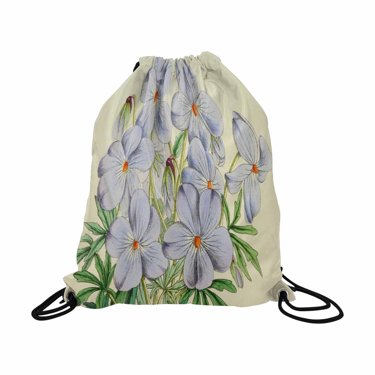 Vintage Floral print, DRAWSTRING BAG, LARGE, Design 13