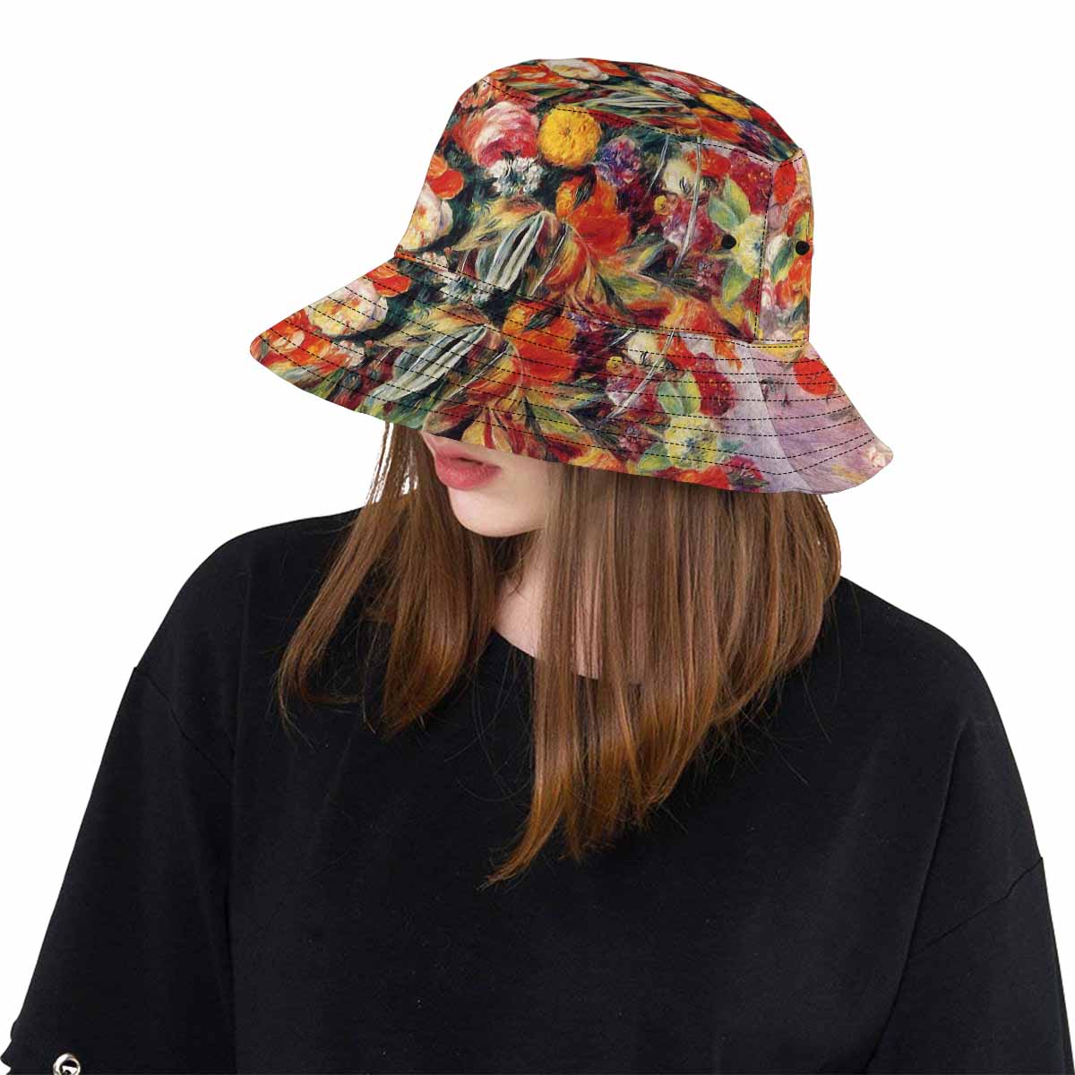 Vintage floral unisex bucket boonie Hat, outdoors hat, Design 19   Unisex Bucket Boonie Hat