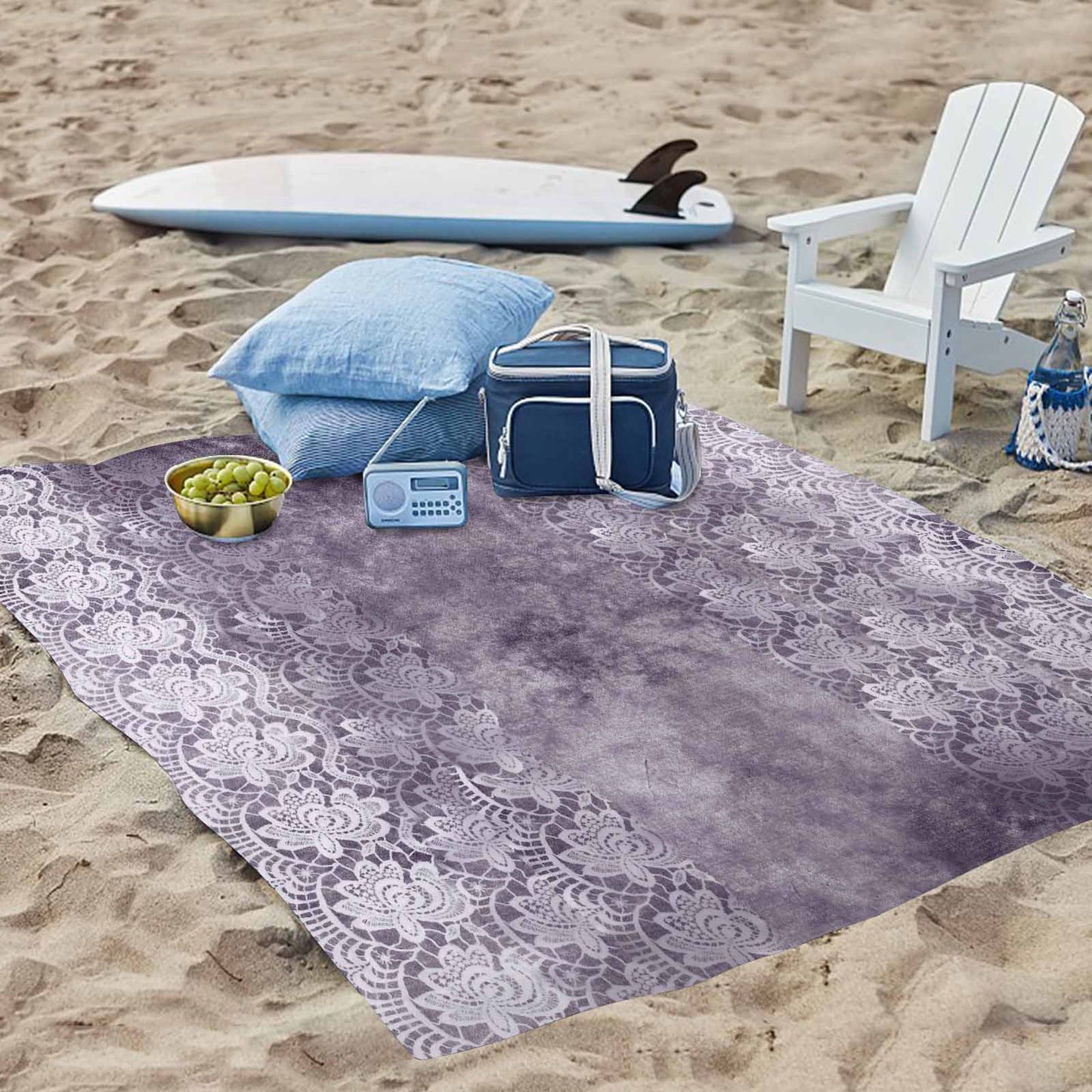 Victorian lace print waterproof picnic mat, 69 x 55in, design 39