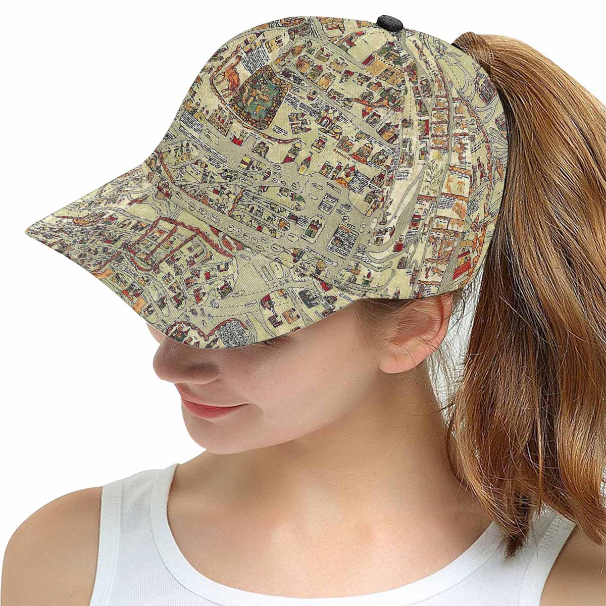 Antique Map design mens or womens deep snapback cap, trucker hat, Design 27