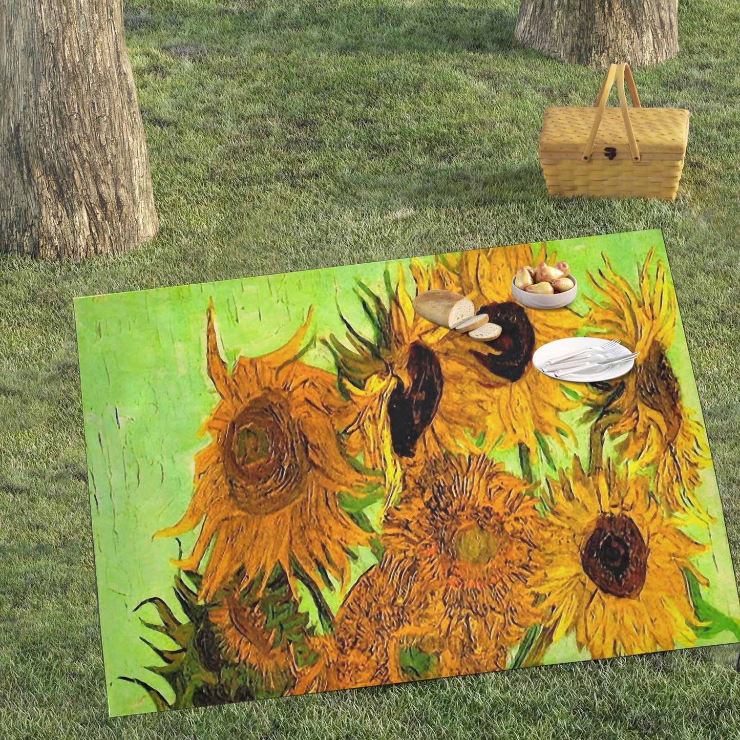 Vintage Floral waterproof picnic mat, 69 x 55in, Design 48