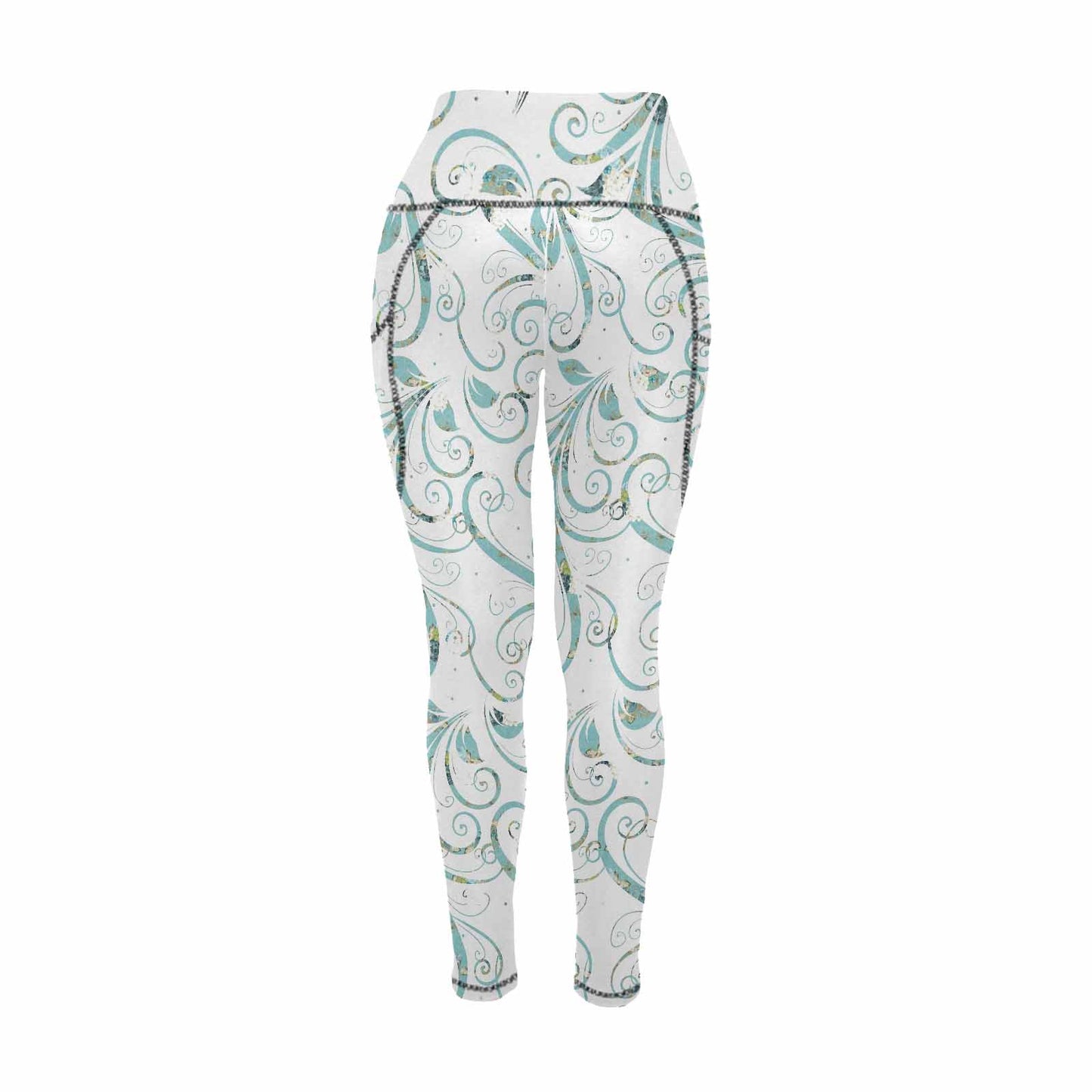 Floral 2, active wear leggings, outside surge, design 32