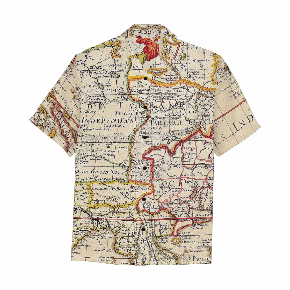 Antique Map design Hawaiian mens shirt, Design 10