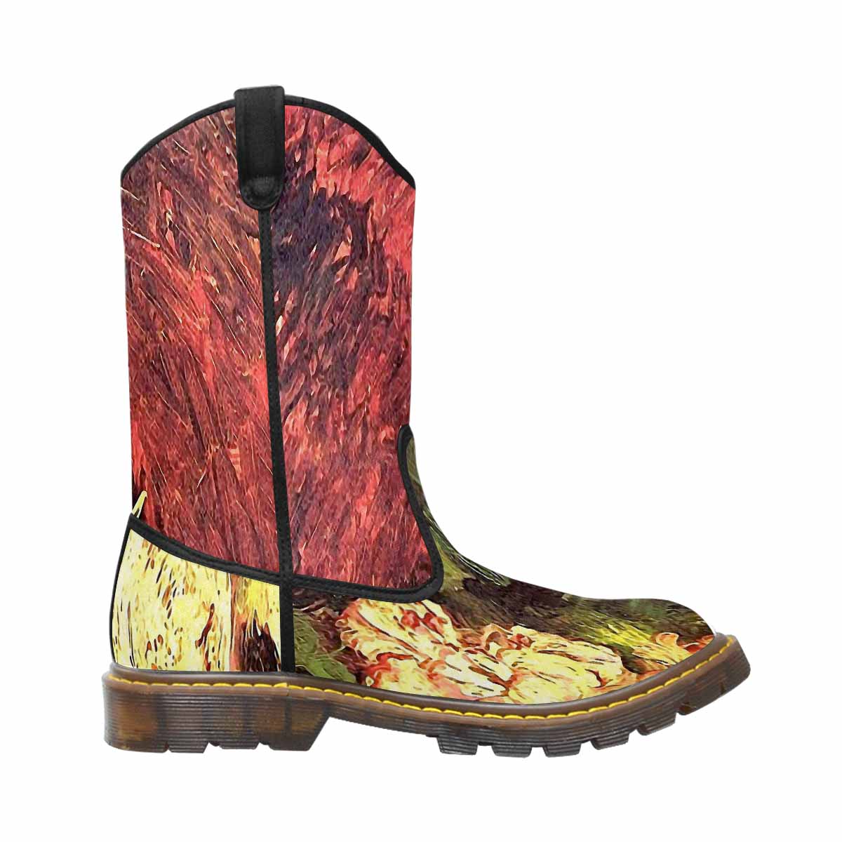 Vintage floral print, western lumber boots Design 27