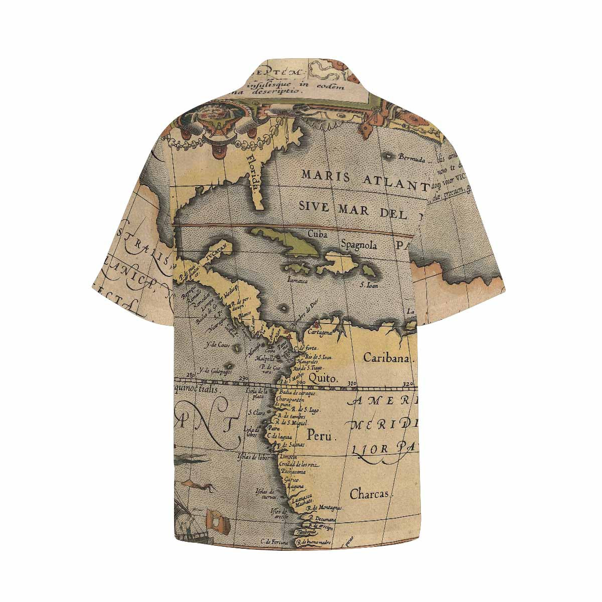 Antique Map design Hawaiian mens shirt, Design 46