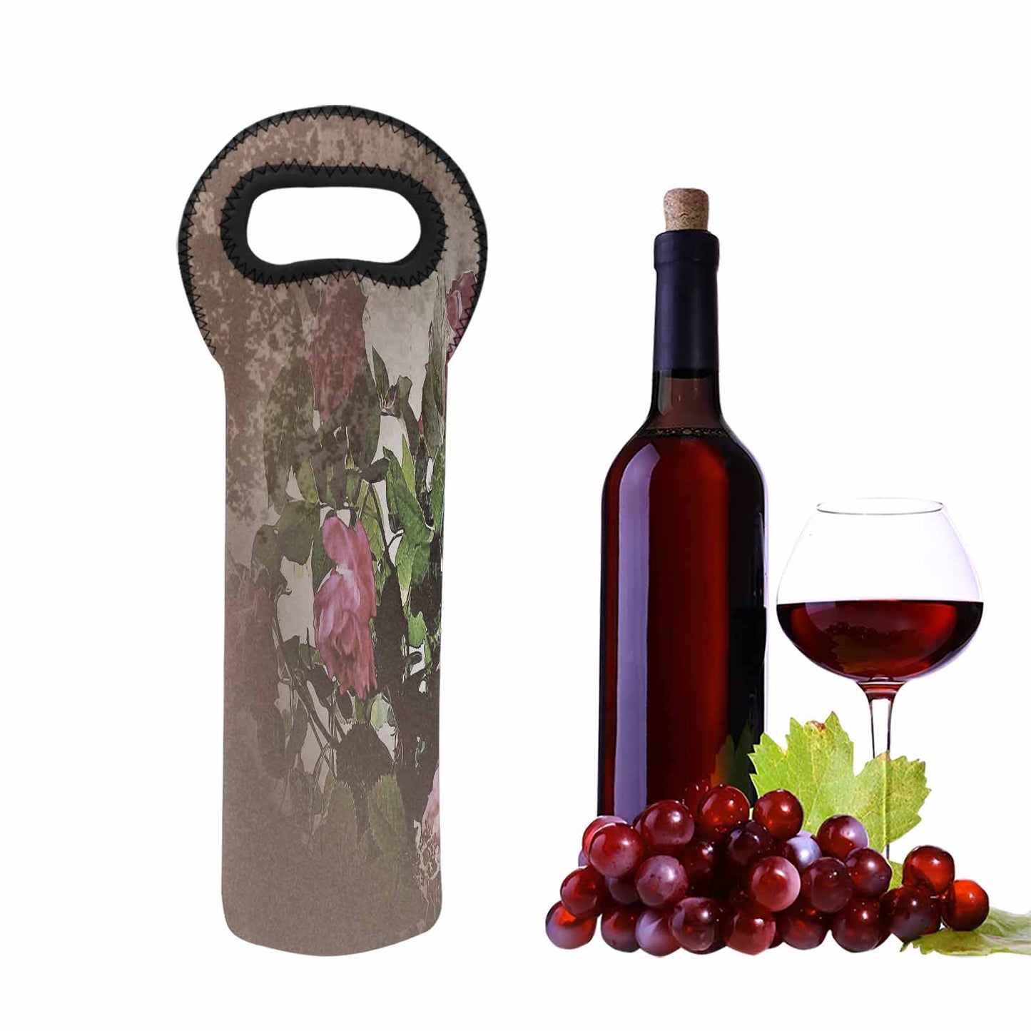 Vintage floral 1 bottle wine bag, Design 22x