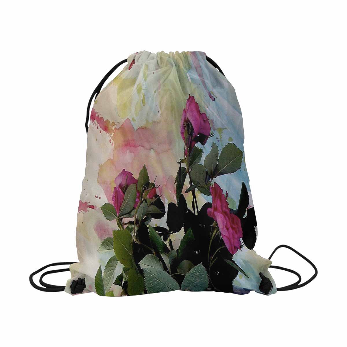 Vintage Floral print, DRAWSTRING BAG, LARGE, Design 21