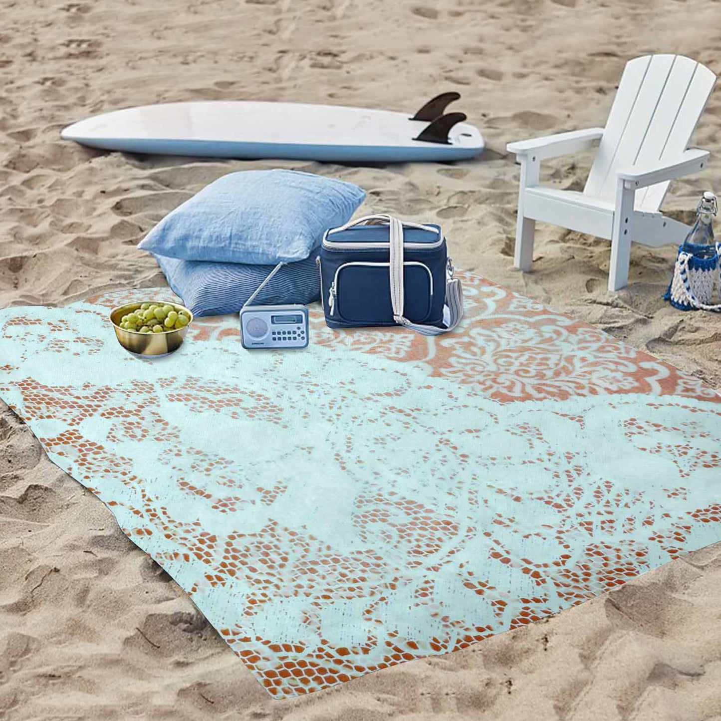 Victorian lace print waterproof picnic mat, 69 x 55in, design 23