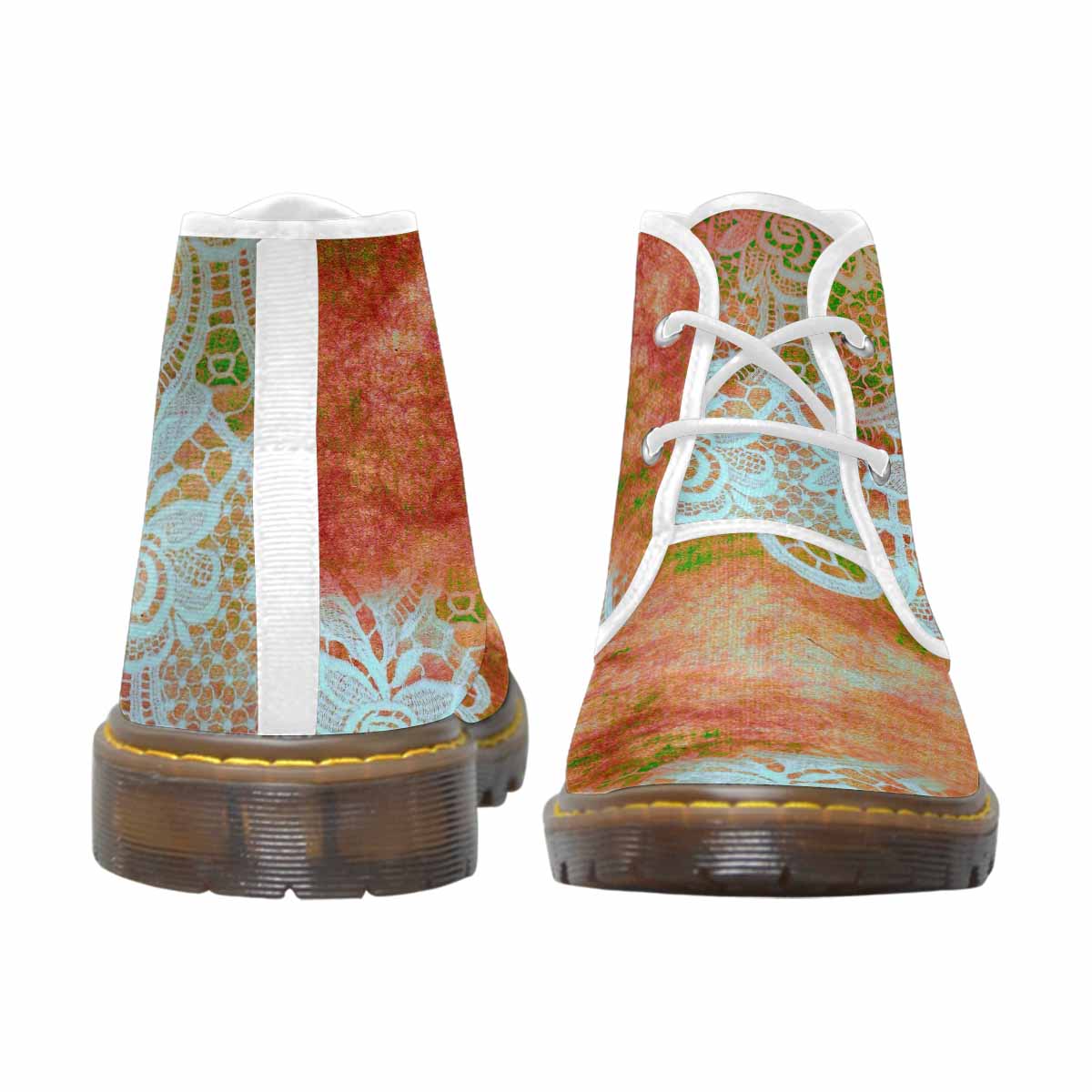 Lace Print, Cute comfy womens Chukka boots, design 31