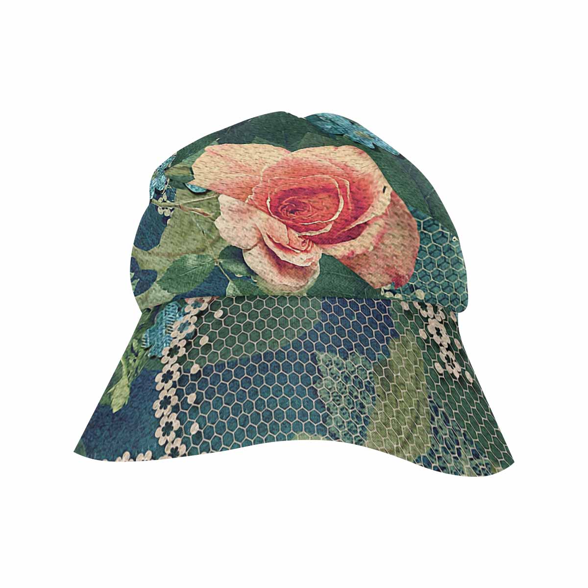 Victorian lace print, wide brim sunvisor Hat, outdoors hat, design 01