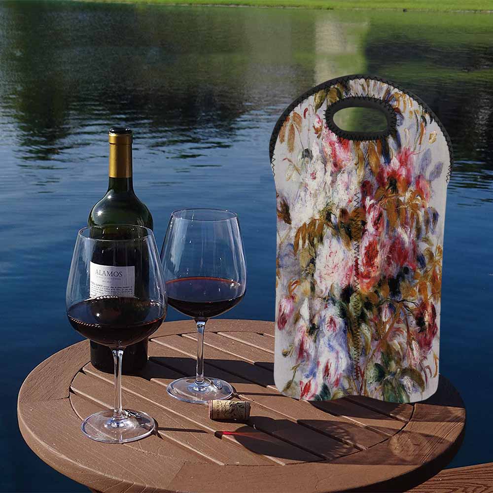 Vintage floral 2 bottle wine bag, Design 12