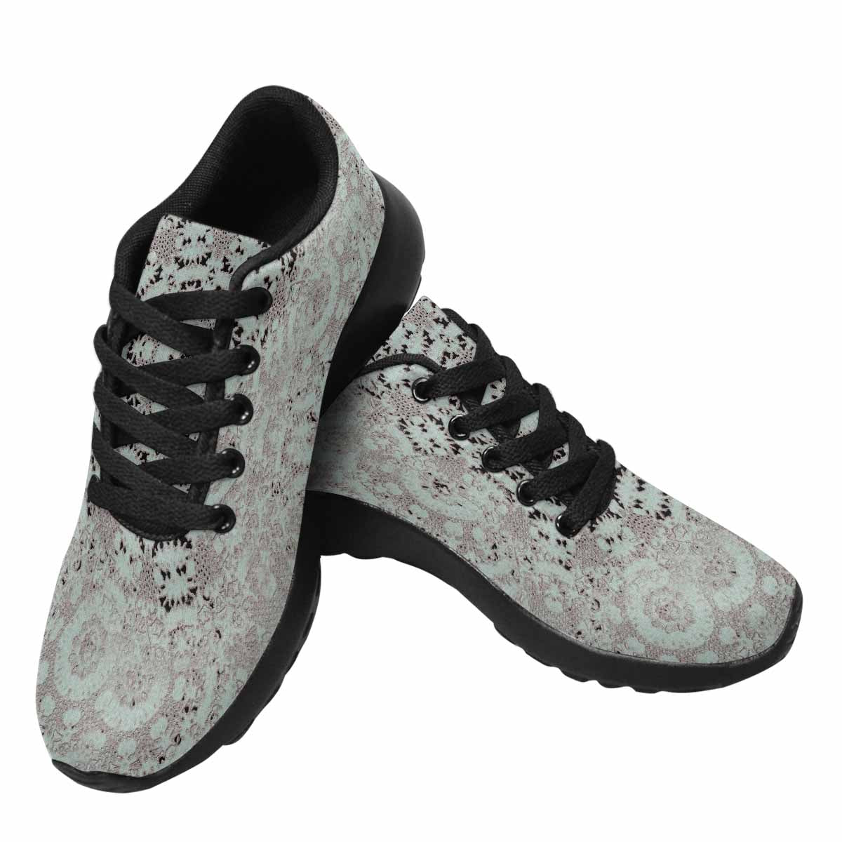 Victorian lace print, womens cute casual or running sneakers, design 51