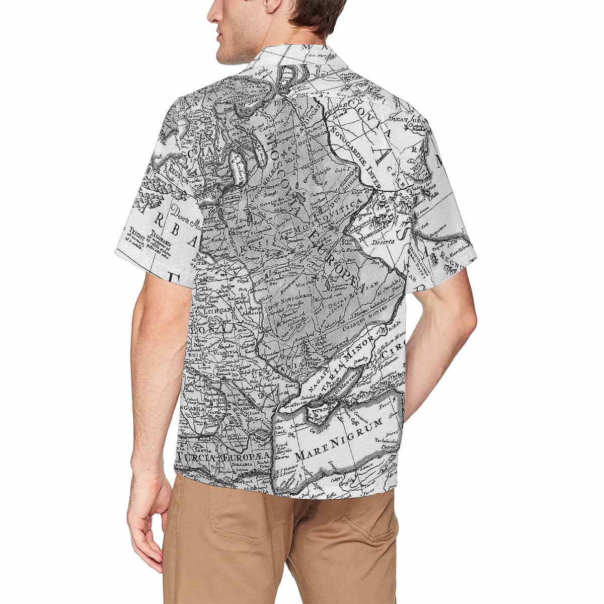 Antique Map design Hawaiian mens shirt, Design 41