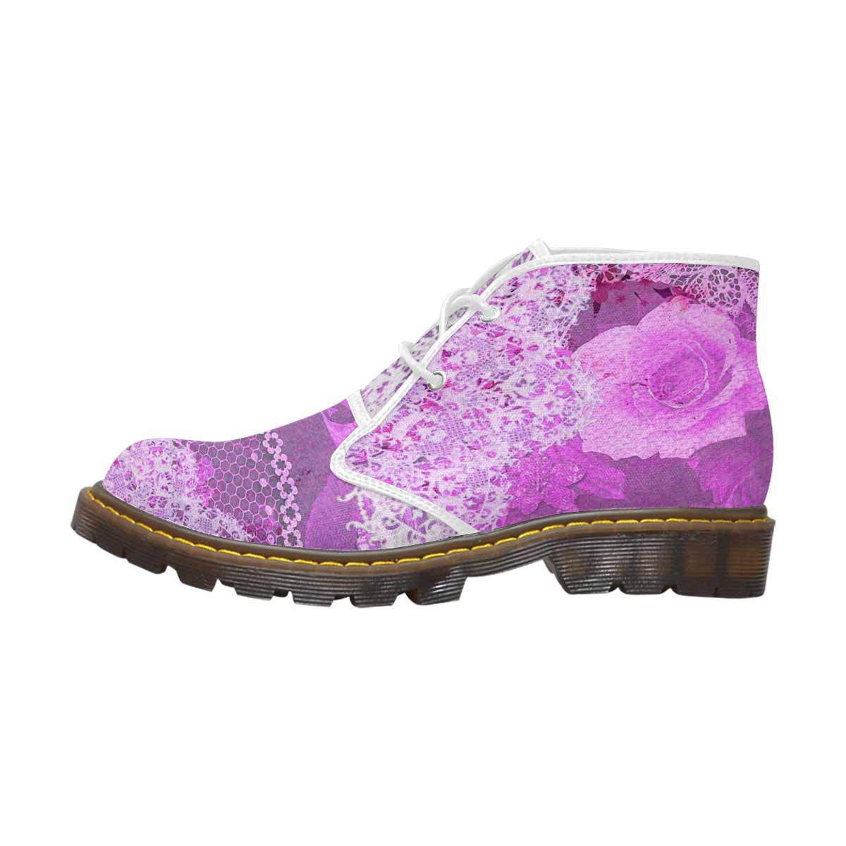 Lace Print, Cute comfy womens Chukka boots, design 03